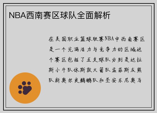 NBA西南赛区球队全面解析